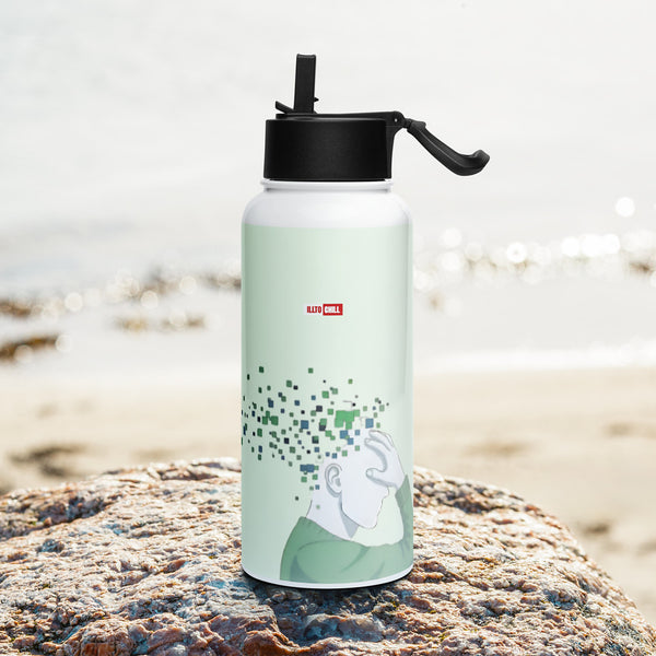 ILLTOCHILL TBI Traumatic brain injury support gift Stainless steel water bottle with a straw lid – Lifestyle 3 Left