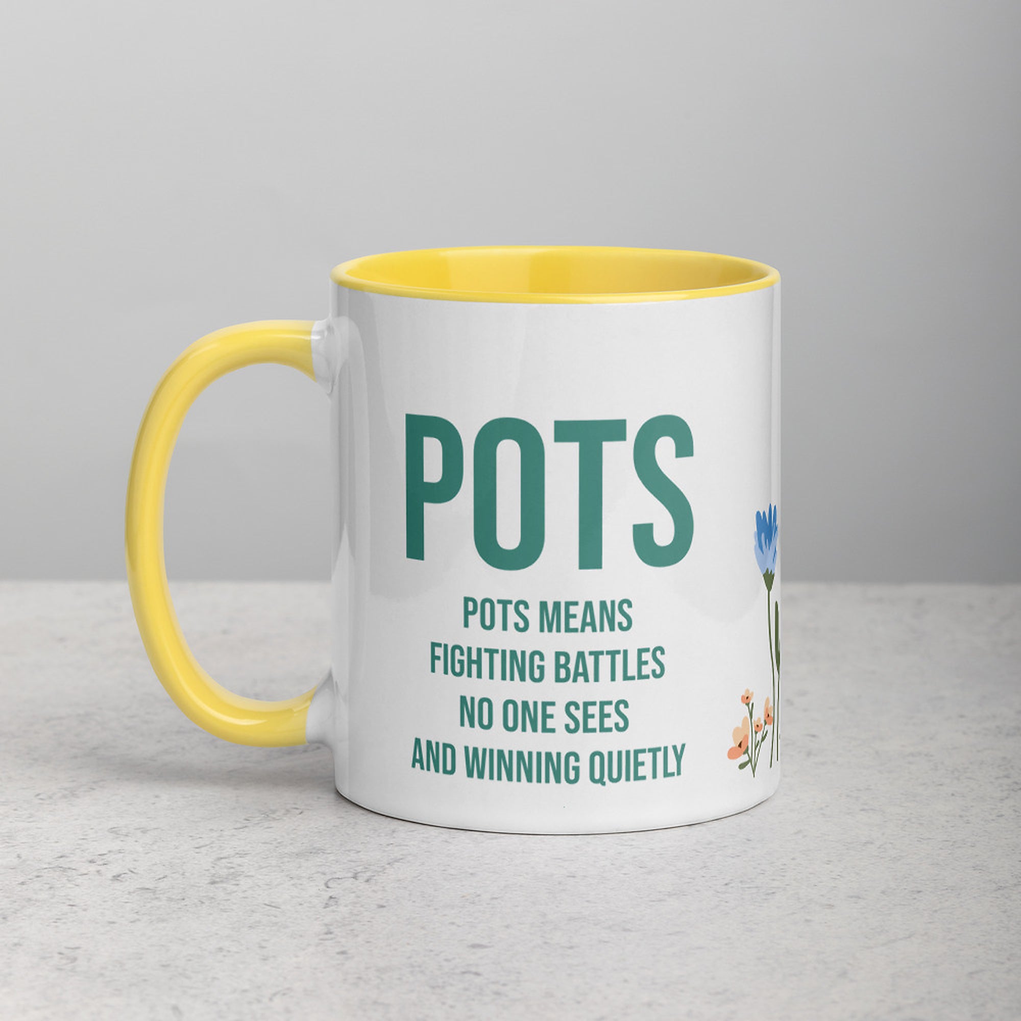 ILLTOCHILL POTS awareness gift Mug with Color Inside – Lifestyle 2 Left