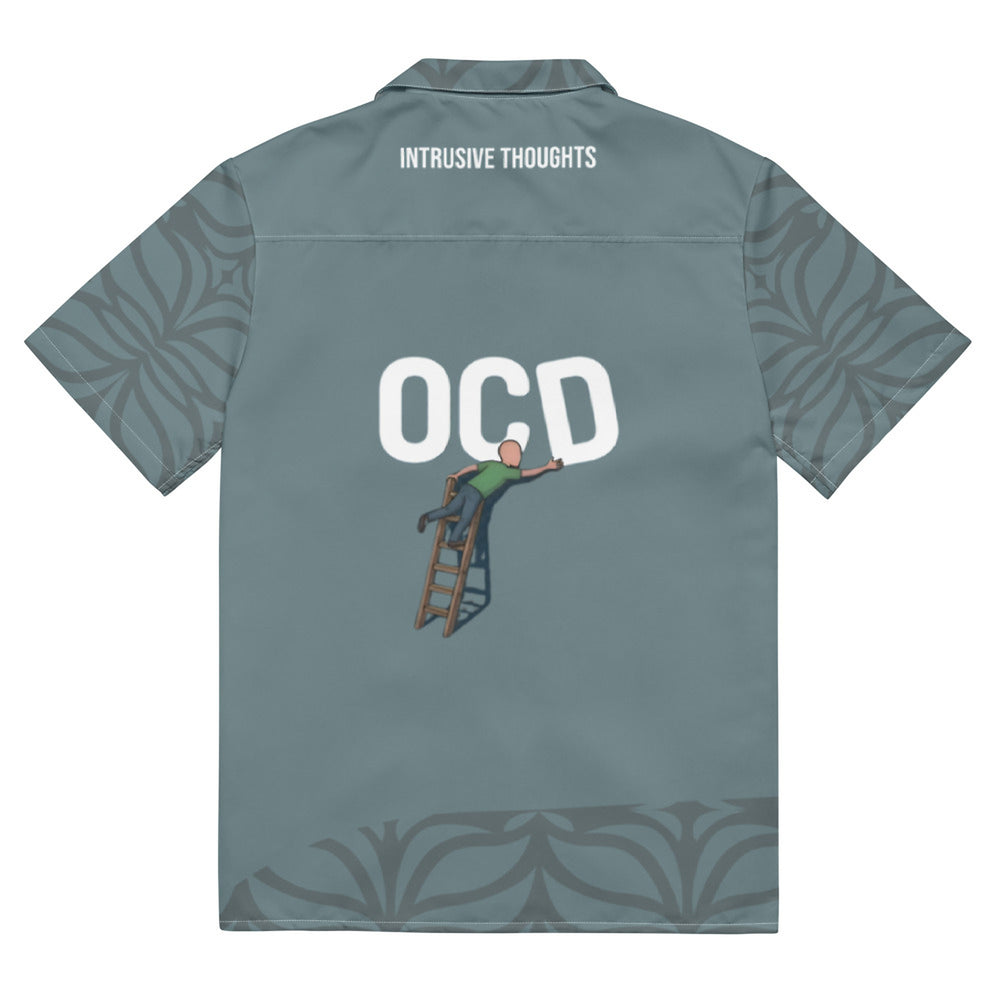 ILLTOCHILL OCD awareness Obsessive-Compulsive Disorder Unisex button shirt – Flat Back (White)