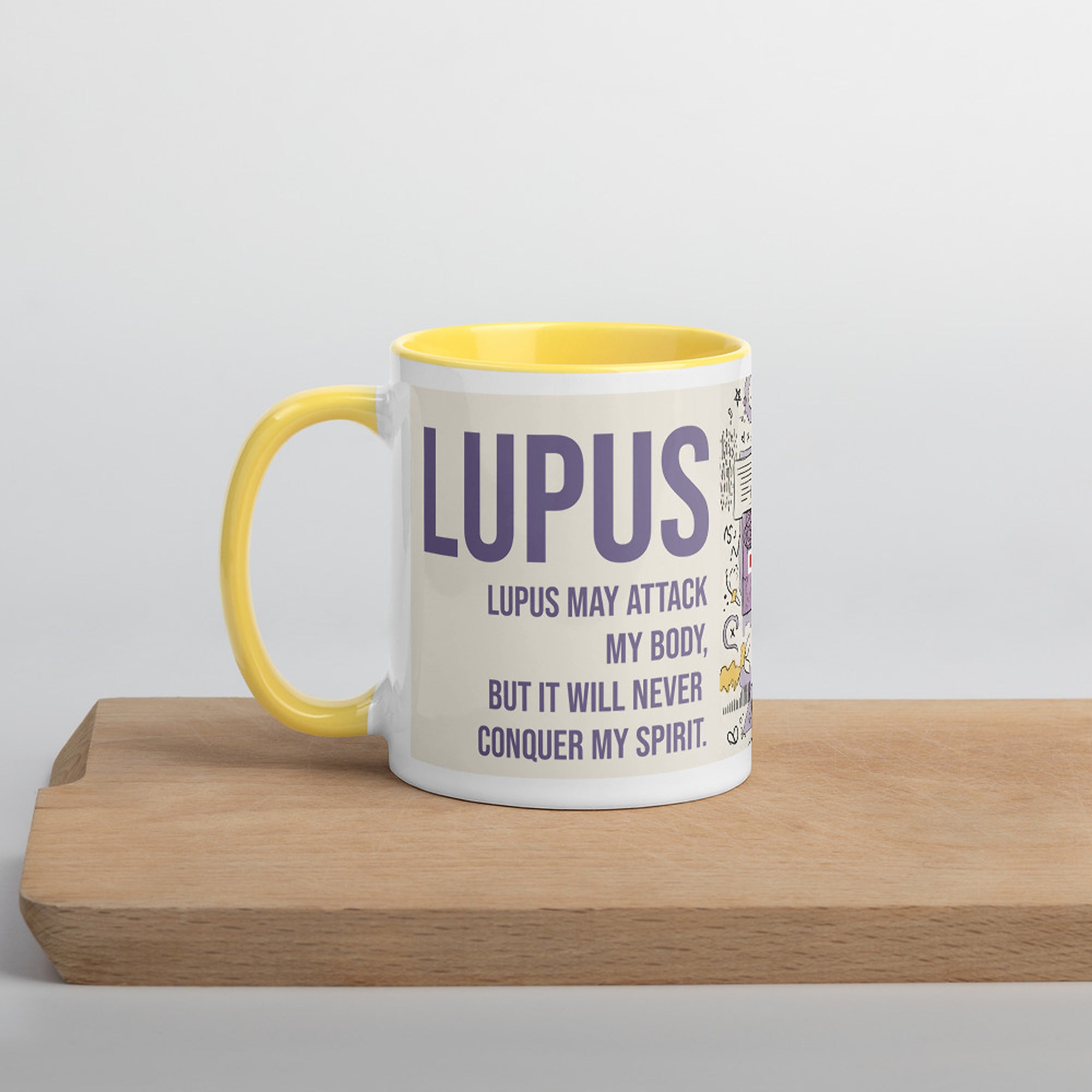 ILLTOCHILL Lupus awareness gift Mug with Color Inside – Lifestyle Left