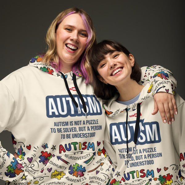 ILLTOCHILL Autism awareness neurodiversity gift All-over print heavyweight Unisex Hoodie – Couples Front (Black)