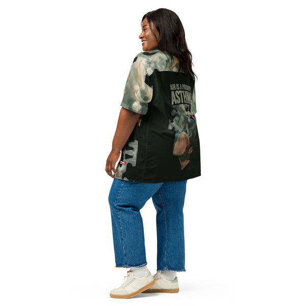 ILLTOCHILL Asthma awareness support Unisex button shirt – Women's 3 Back (Black)