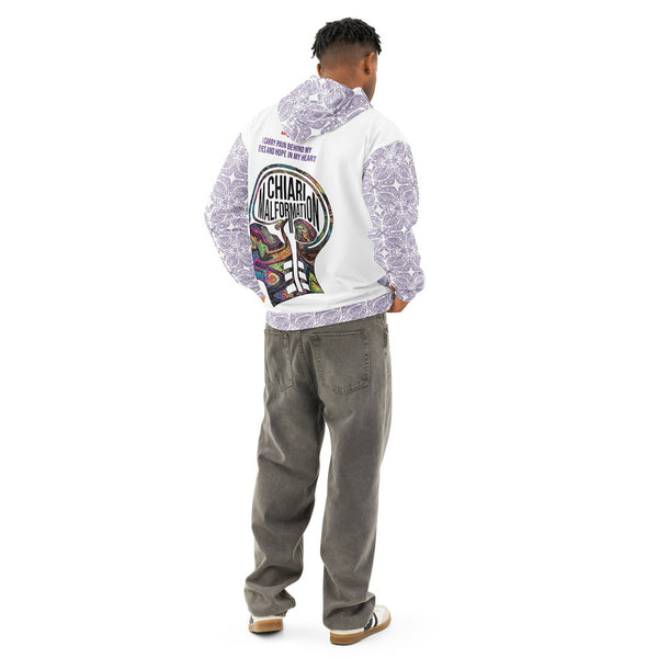 ILLTOCHILL CM Chiari Malformation awareness gift unisex cotton hoodie – Men's Back (White)