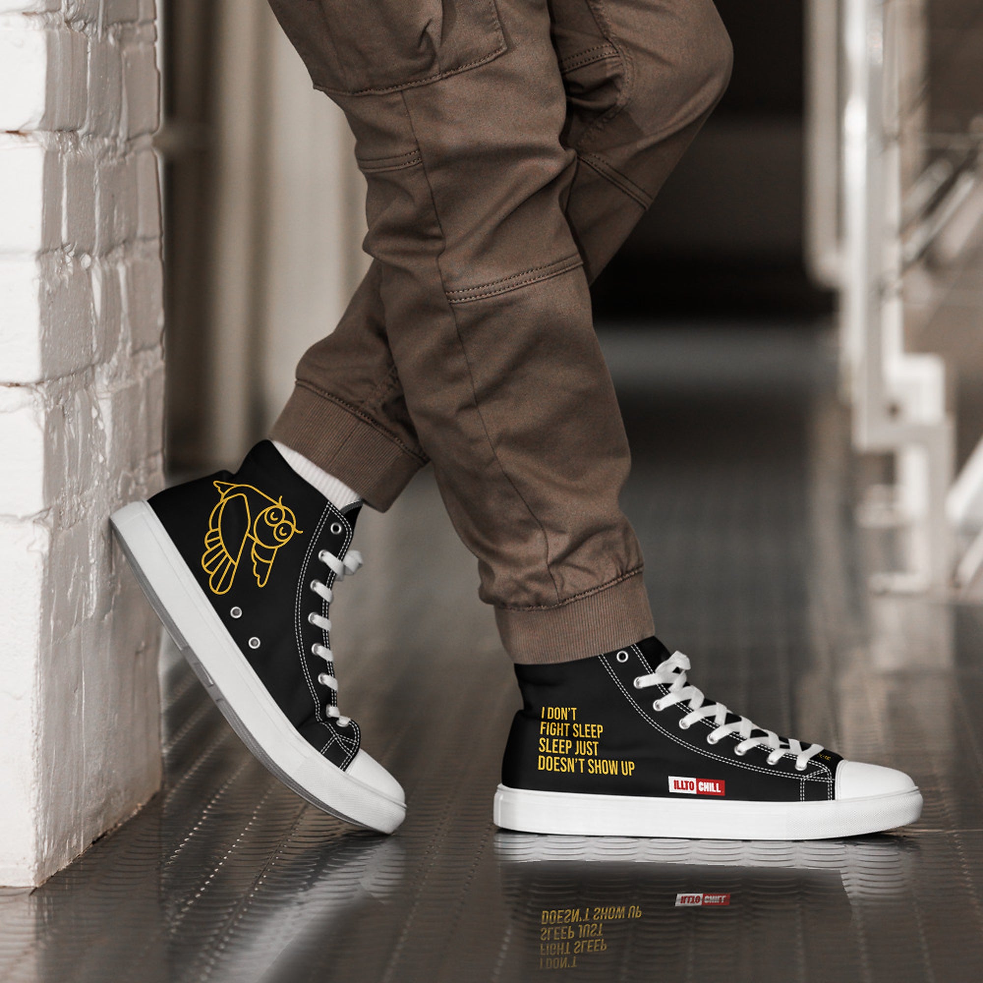 ILLTOCHILL Insomnia Night Owl Men’s high top canvas shoes – Men's Lifestyle 2 Right 2