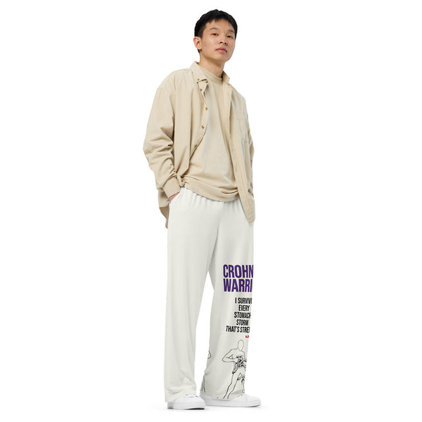 ILLTOCHILL Crohn's Disease Awareness Pants – Men's Lifestyle Right Front (White)