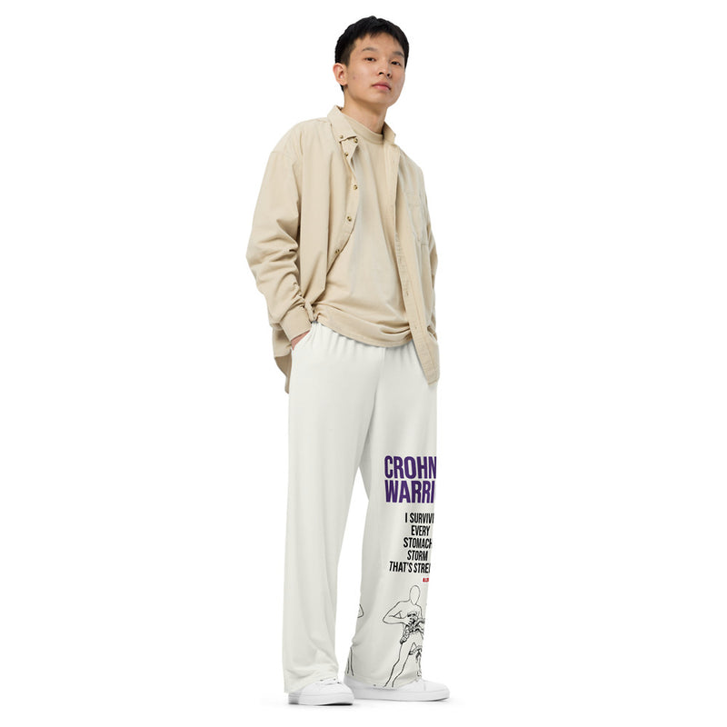 ILLTOCHILL Crohn's Disease Awareness Pants – Men's Lifestyle Right Front (White)