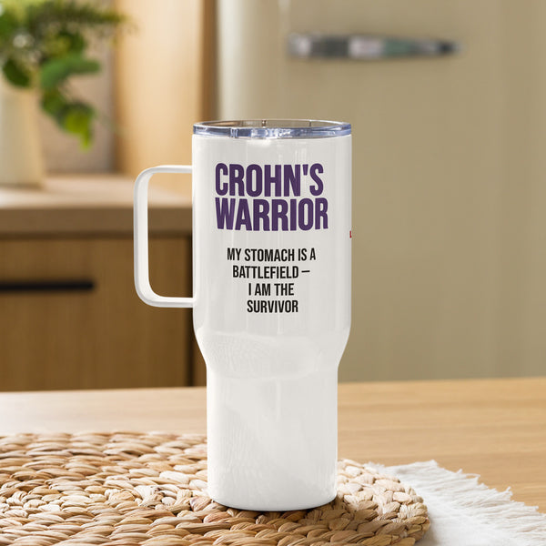 ILLTOCHILL Crohn's disease awareness and support gift Travel mug with a handle – Lifestyle 2 Right