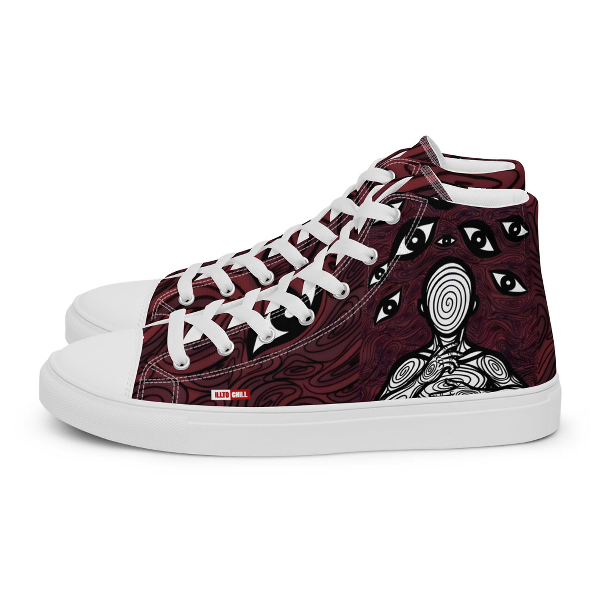 ILLTOCHILL Anxiety awareness gift Men’s high top canvas shoes – Flat Left