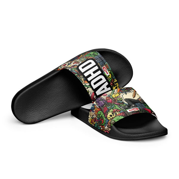 ILLTOCHILL ADHD Awareness Men's Slides – Flat 4 Front (Adhd Awareness Men's Slides)