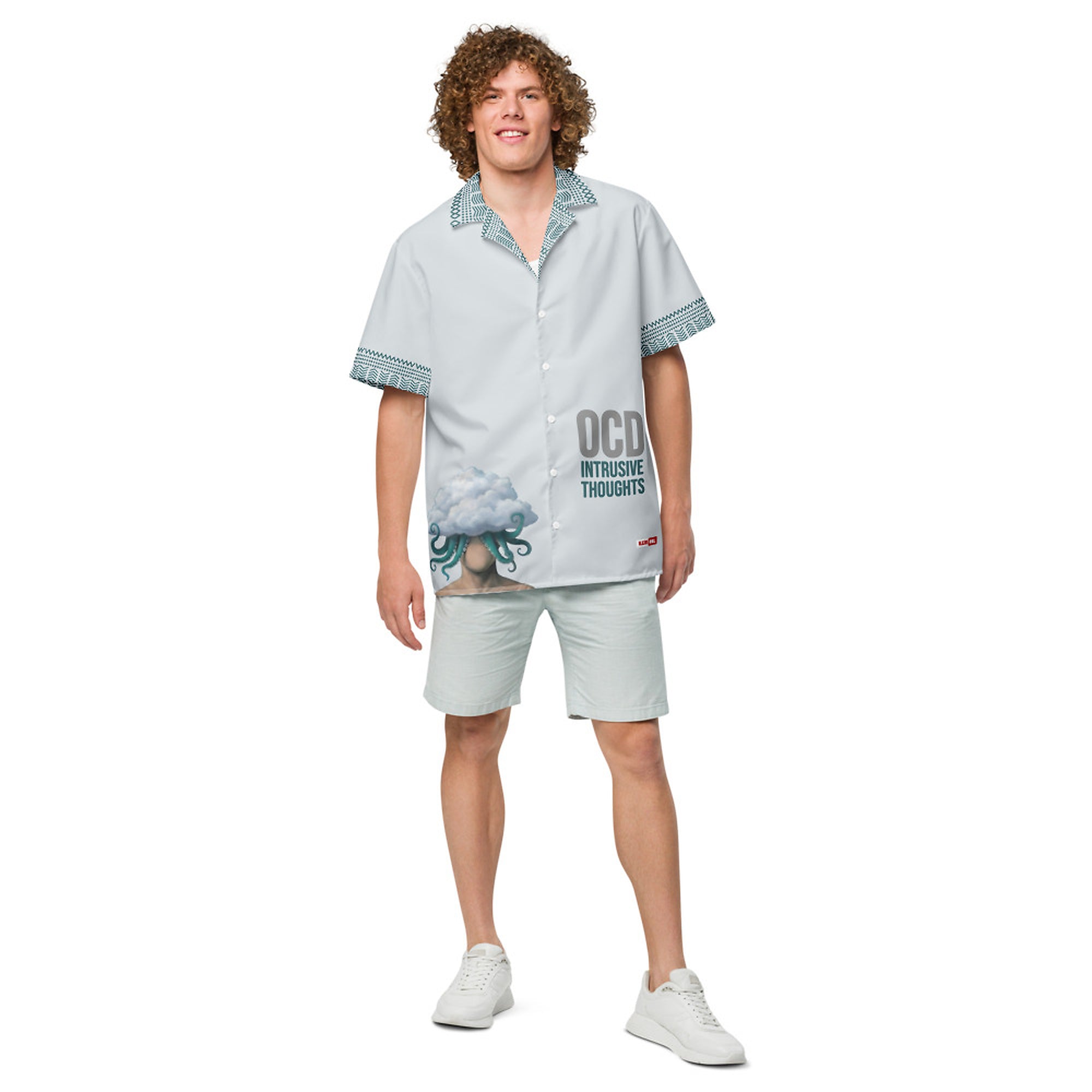 ILLTOCHILL OCD awareness Obsessive-Compulsive Disorder Unisex button shirt – Men's Front (White)