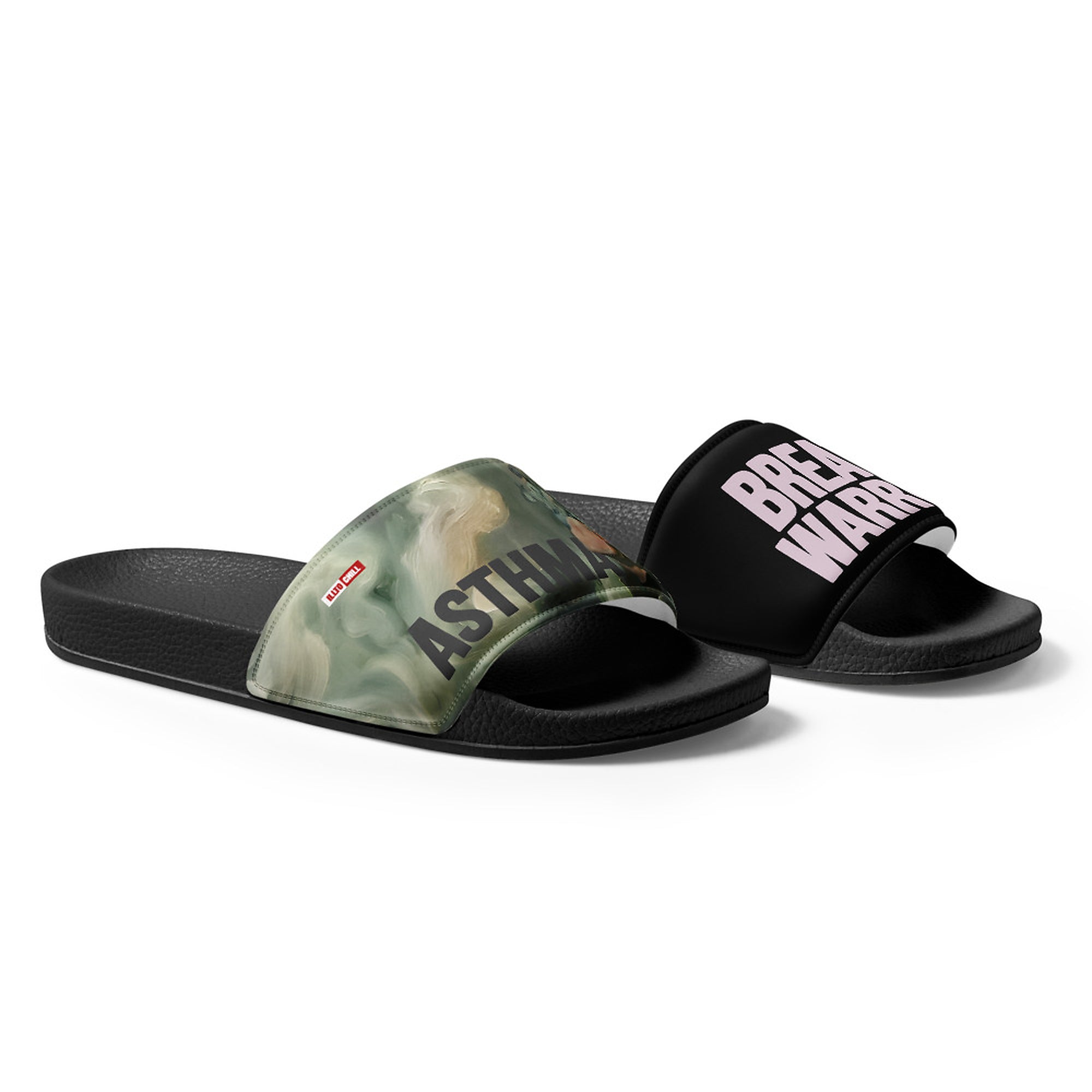 ILLTOCHILL Asthma Support Women's Slides – Flat Right Front (Asthma Support Women's Slides)