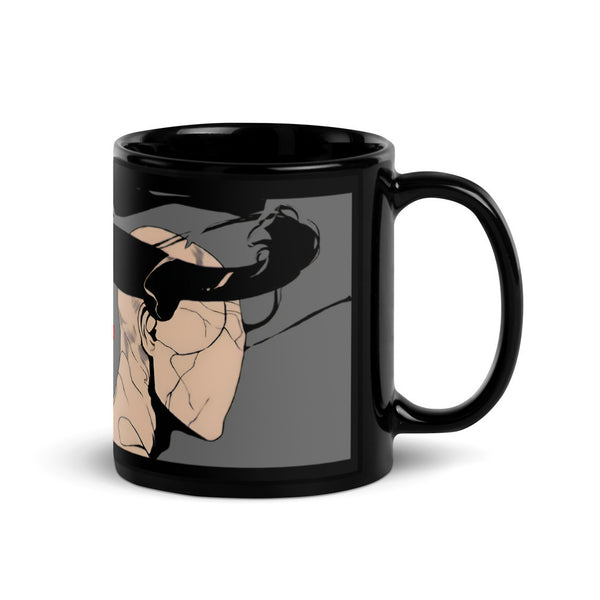 ILLTOCHILL CPTSD awareness Complex Post-Traumatic Stress disorder gift Black Glossy Mug – Flat Handle on Right