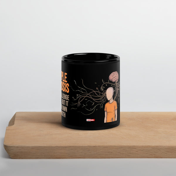 ILLTOCHILL MS awareness Multiple Sclerosis support gift Black Glossy Mug – Lifestyle 3 Front