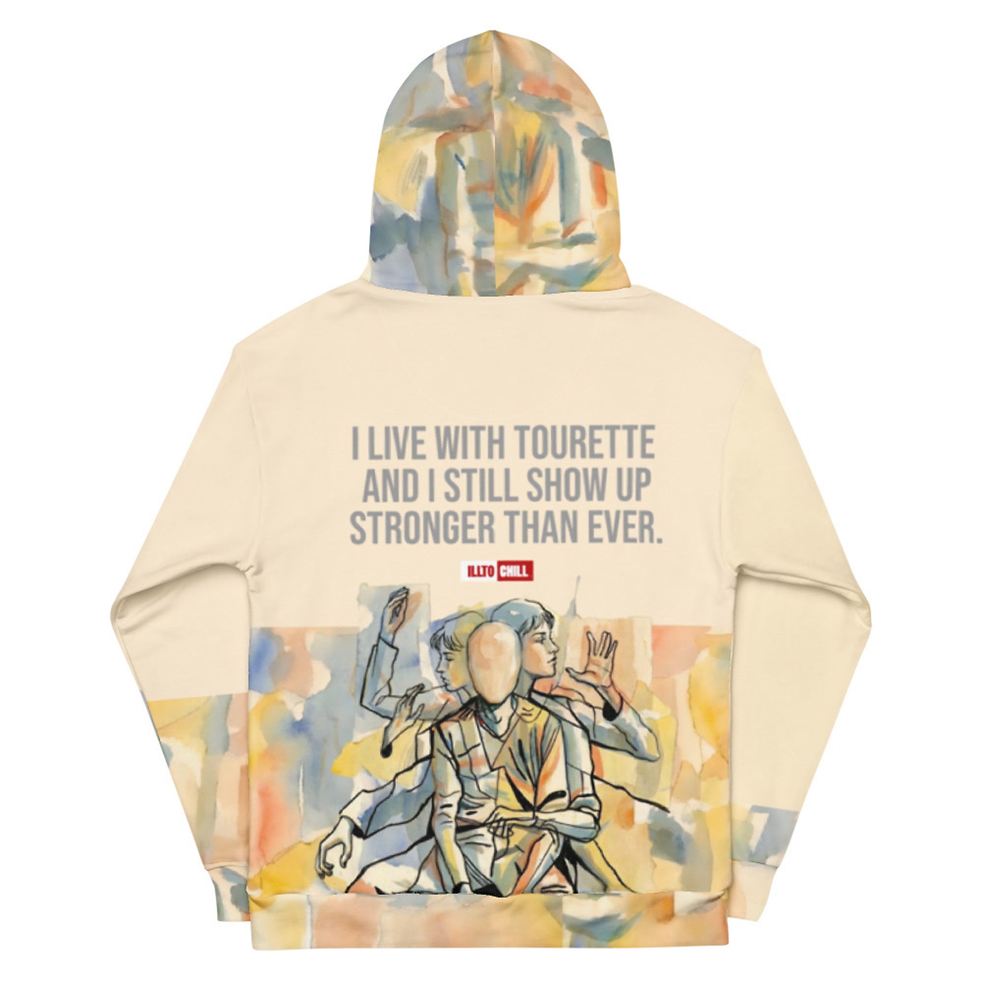 ILLTOCHILL Tourette syndrome awareness TS gift Unisex heavyweight Hoodie – Flat Back (White)