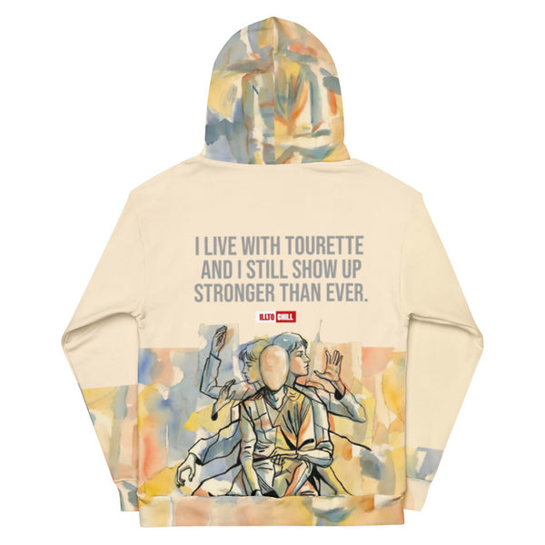 ILLTOCHILL Tourette syndrome awareness TS gift Unisex heavyweight Hoodie – Flat Back (White)