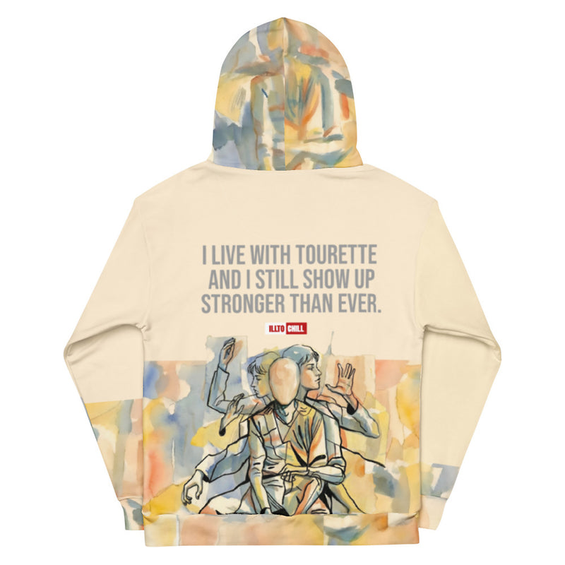 ILLTOCHILL Tourette syndrome awareness TS gift Unisex heavyweight Hoodie – Flat Back (White)