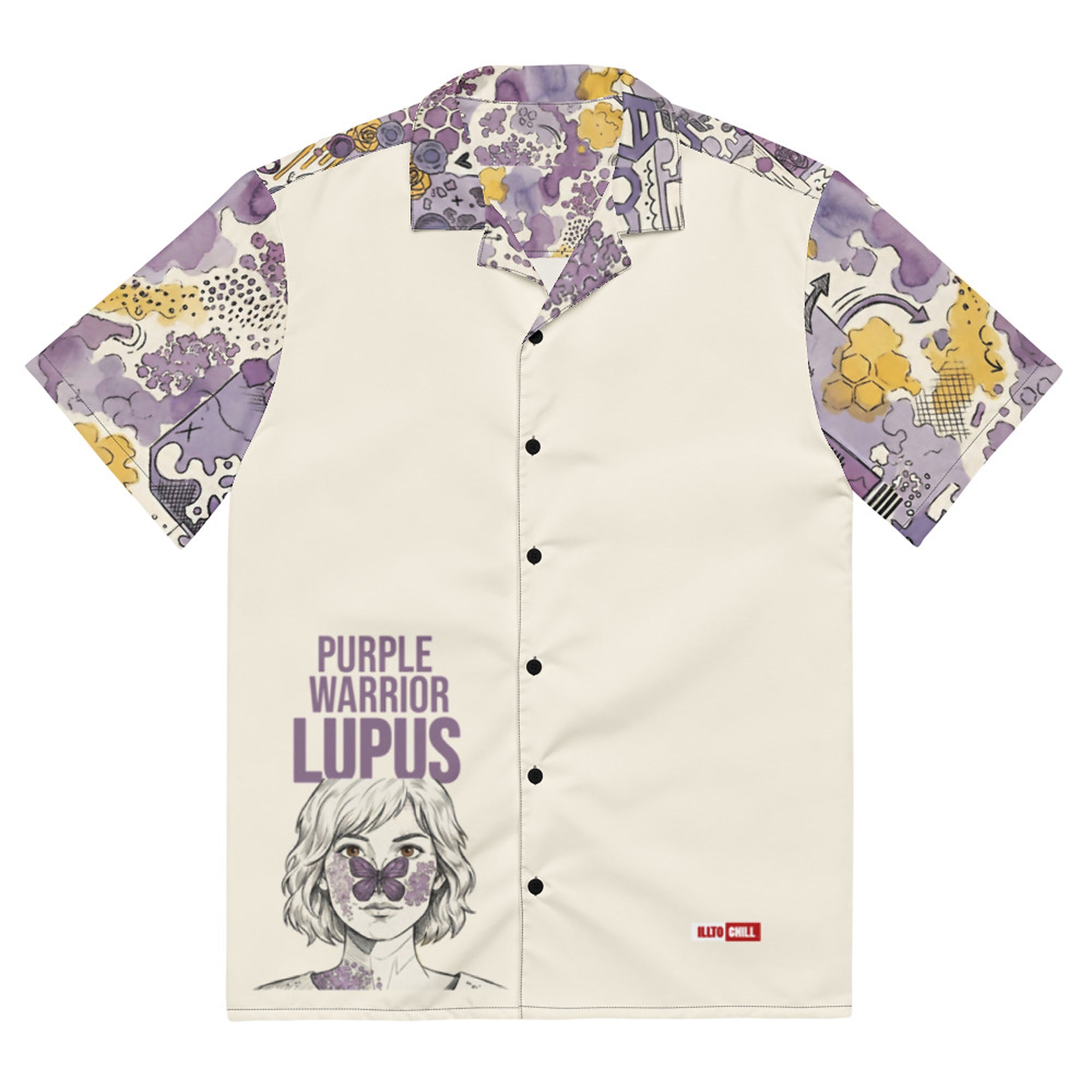 ILLTOCHILL lupus disorder Unisex button shirt – Flat Front (Black)
