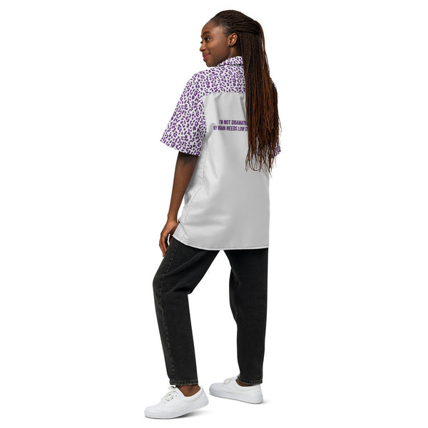 ILLTOCHILL Chronic Migraine awareness and support Unisex button shirt – Women's Back (Black)