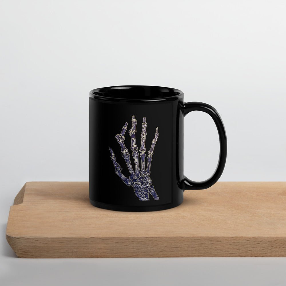 ILLTOCHILL RA awareness Rheumatoid Arthritis support gift Black Glossy Mug – Lifestyle 3 Handle on Right