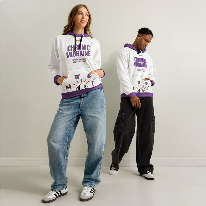 ILLTOCHILL Chronic Migraine awareness and support gift Unisex Cotton Hoodie – Duet Front (Black)