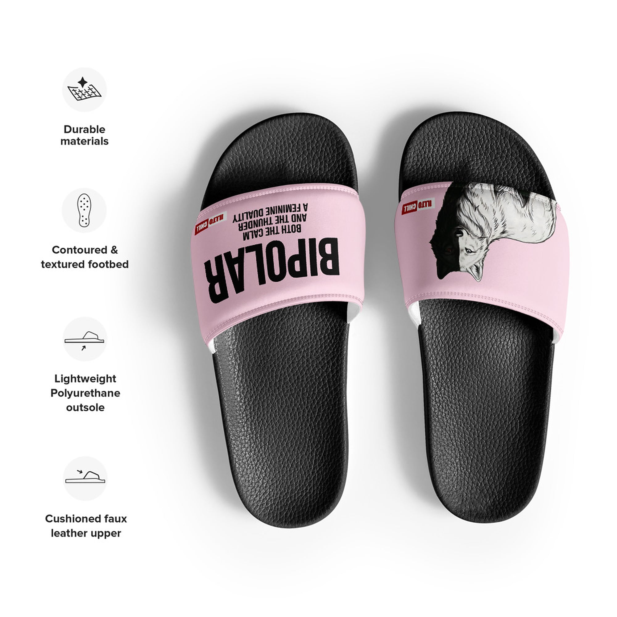 ILLTOCHILL Women's slides – Product specs Front (Women's Slides)