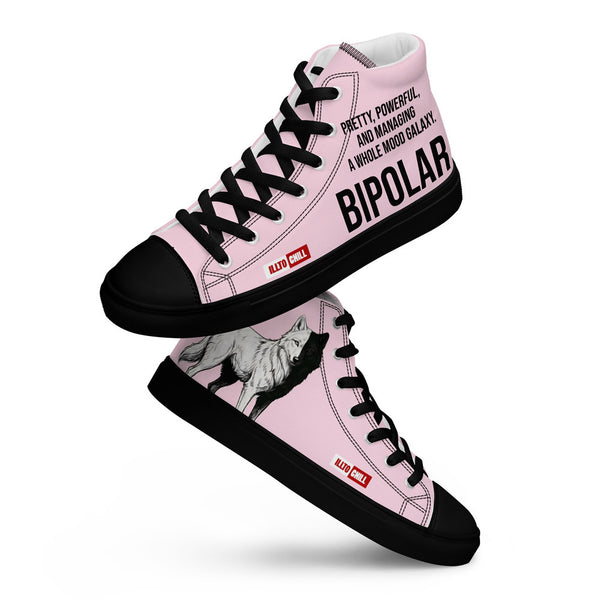 ILLTOCHILL Bipolar Support Women's High Top Shoes – Flat Lifestyle Front (Bipolar Support Women's High Top Shoes)