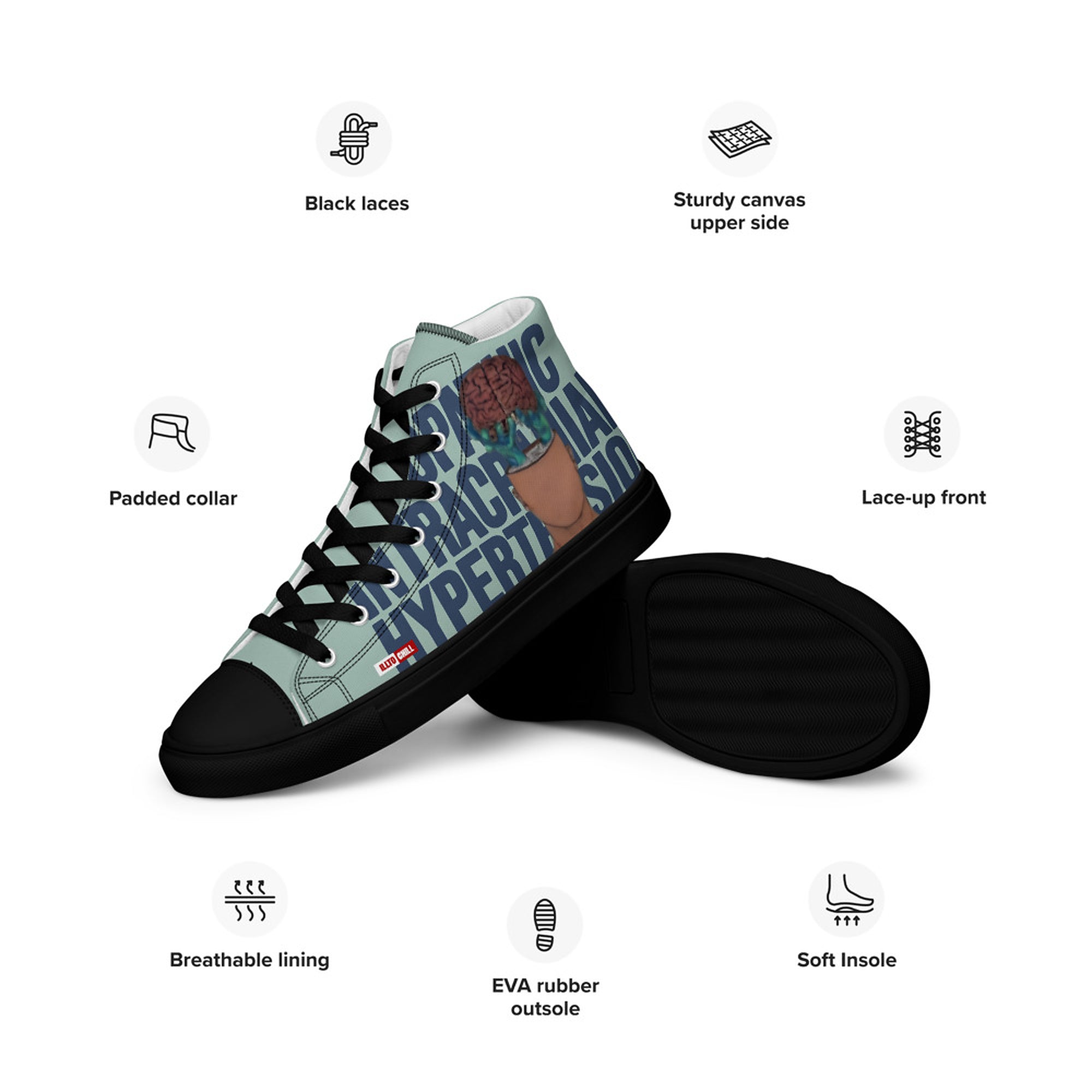 ILLTOCHILL IIH Awareness Women's High Top Shoes – Product specs Left (Iih Awareness Women's High Top Shoes)