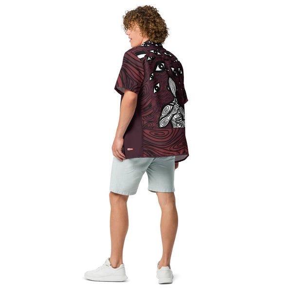 ILLTOCHILL Anxiety awareness Unisex button shirt – Men's Back (Black)