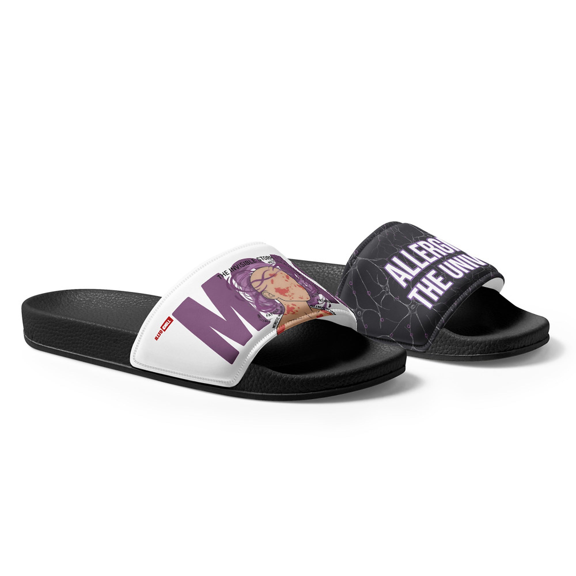 ILLTOCHILL MCAS Awareness Men's Slides – Flat Right Front (Mcas Awareness Men's Slides)
