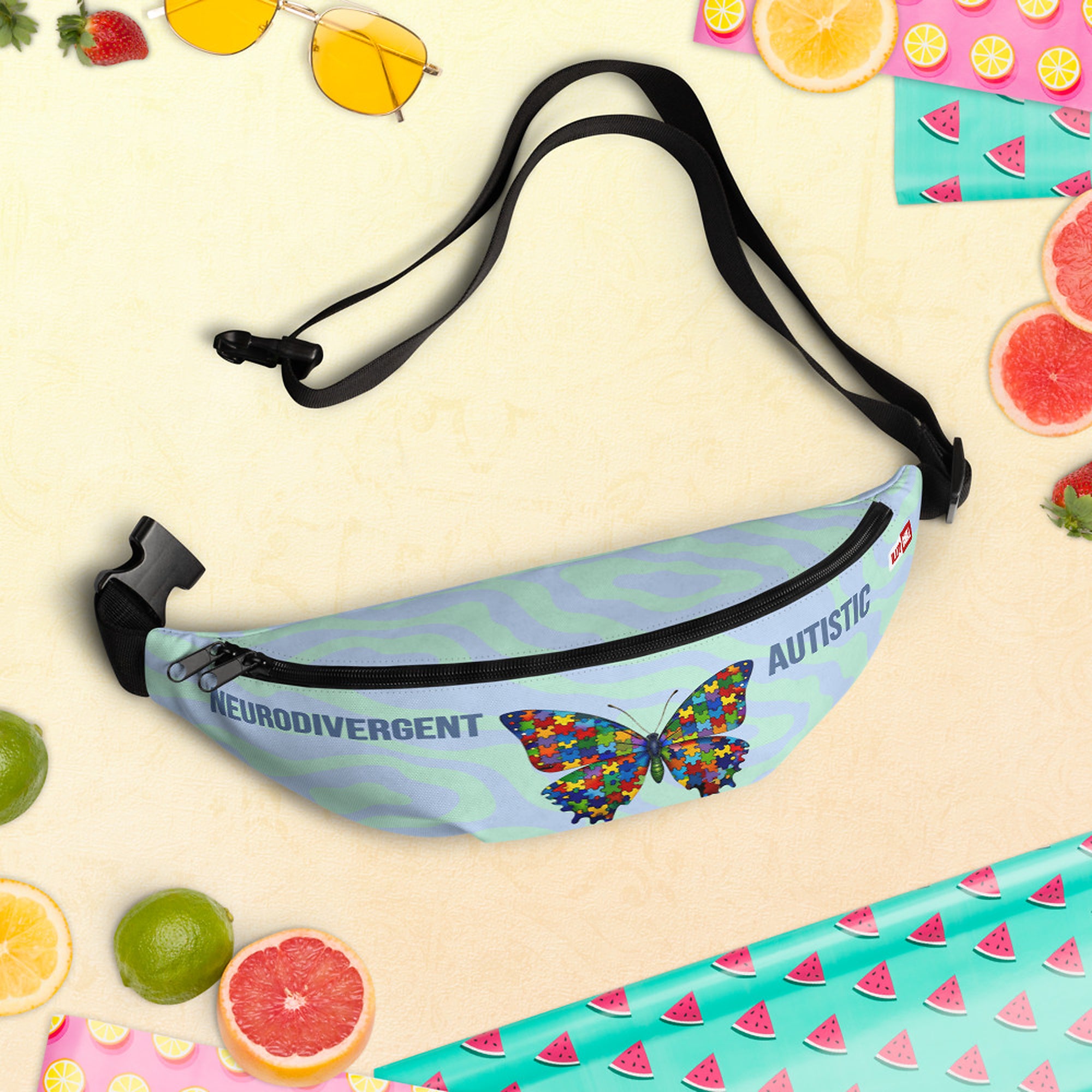 ILLTOCHILL Autism Awareness Fanny Pack – Spring/summer vibes Front (Clear)
