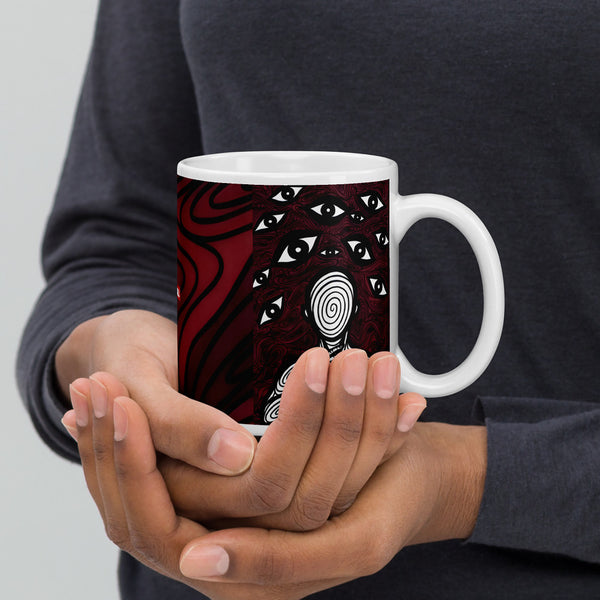 ILLTOCHILL Anxiety awareness gift White glossy mug – Lifestyle 2 Handle on Right