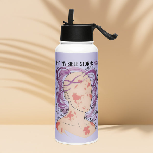 ILLTOCHILL MCAS awareness gift Stainless steel water bottle with a straw lid – Lifestyle 4 Left