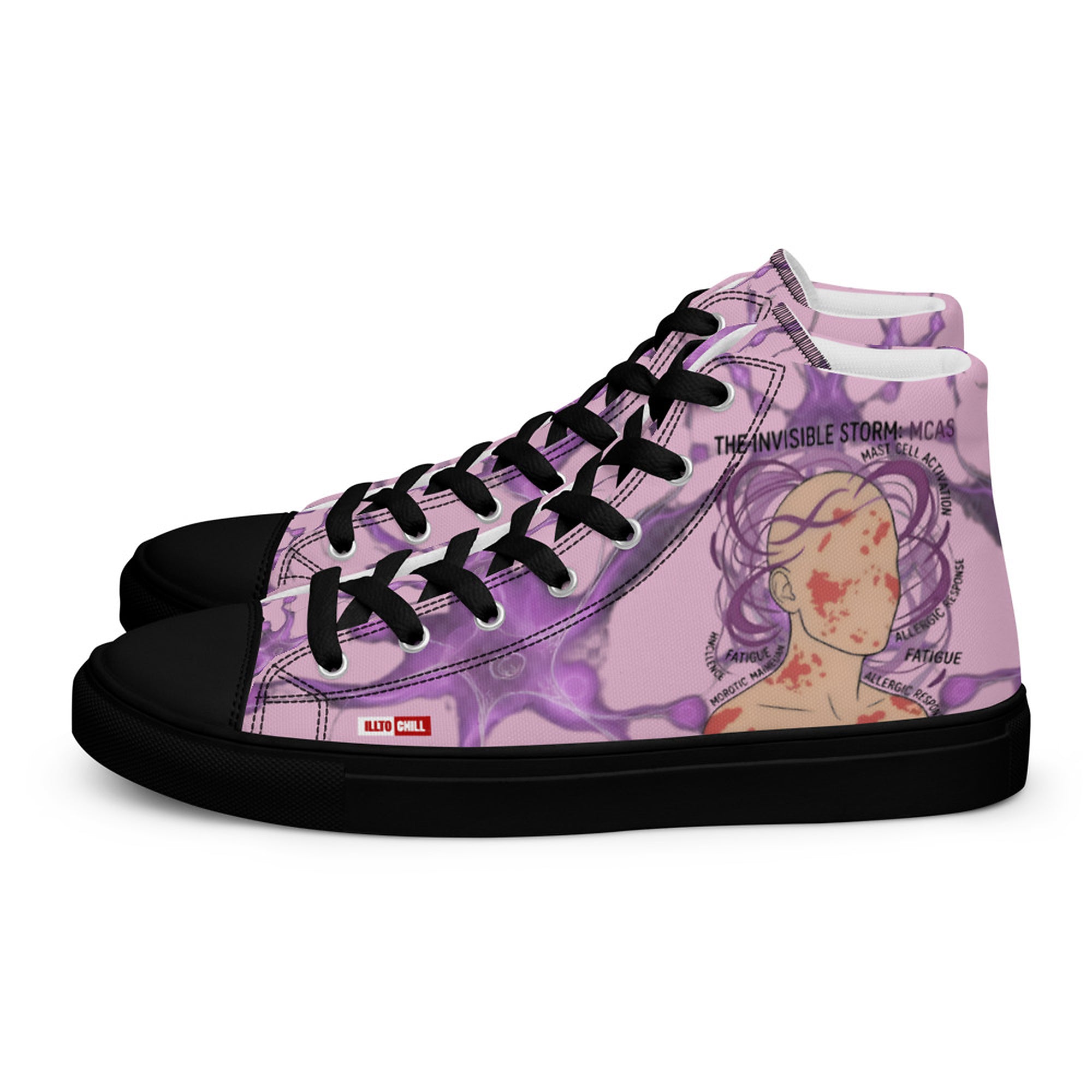 ILLTOCHILL MCAS Awareness Women's High Top Shoes – Flat Left (Mcas Awareness Women's High Top Shoes)