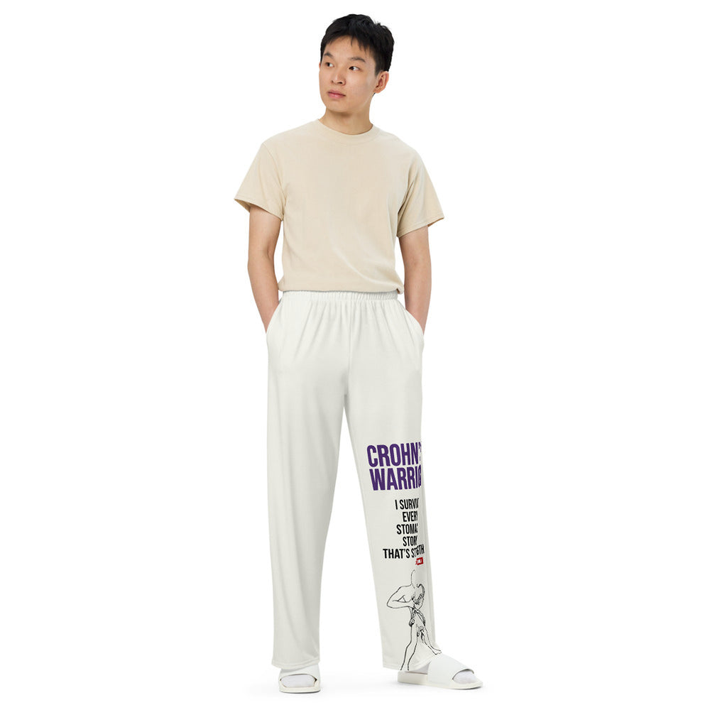 ILLTOCHILL Crohn's Disease Awareness Pants – Men's Front (White)