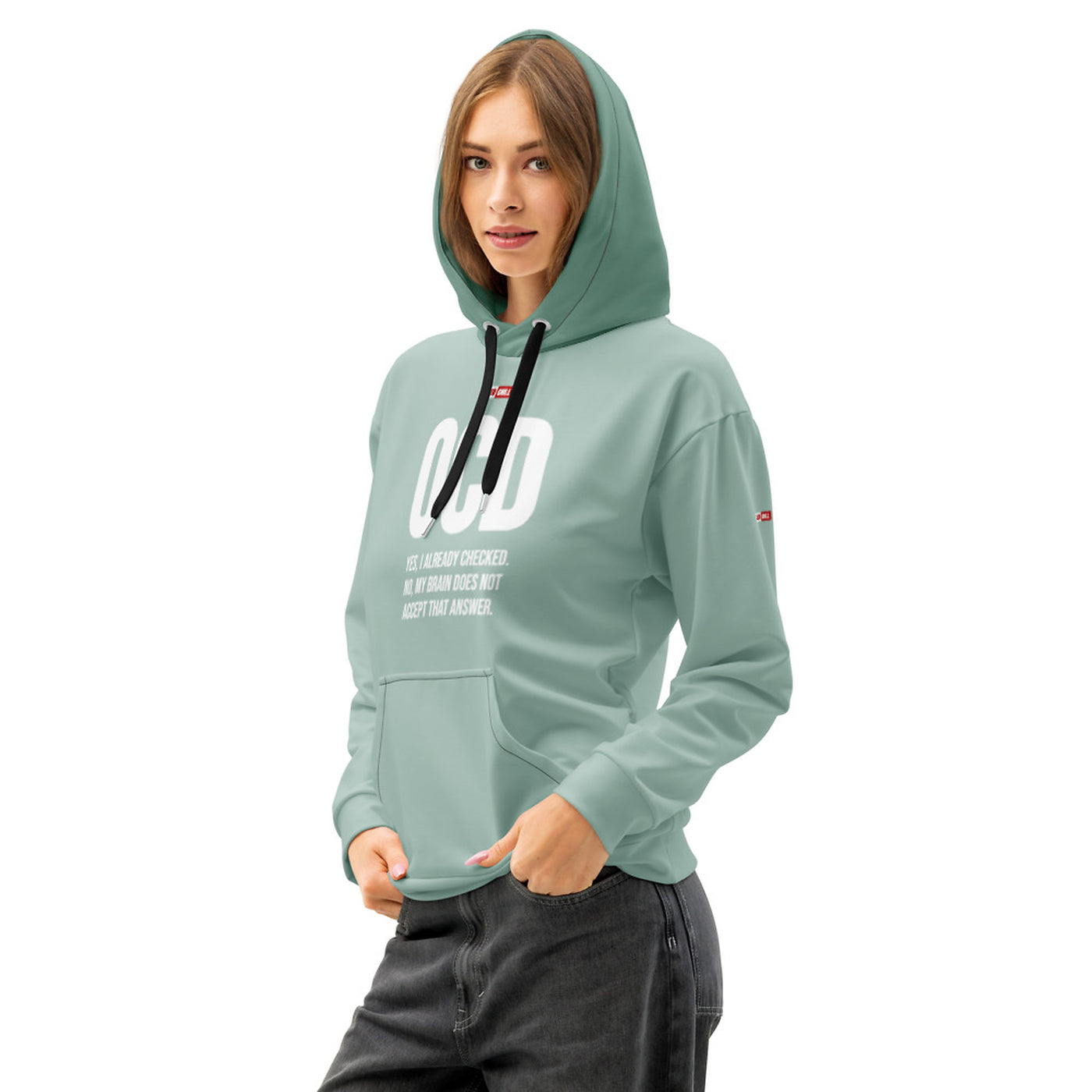 ILLTOCHILL ILLOCHILL OCD awareness Obsessive-Compulsive Disorder gift heavyweight Unisex cotton hoodie – Women's Front (Black)