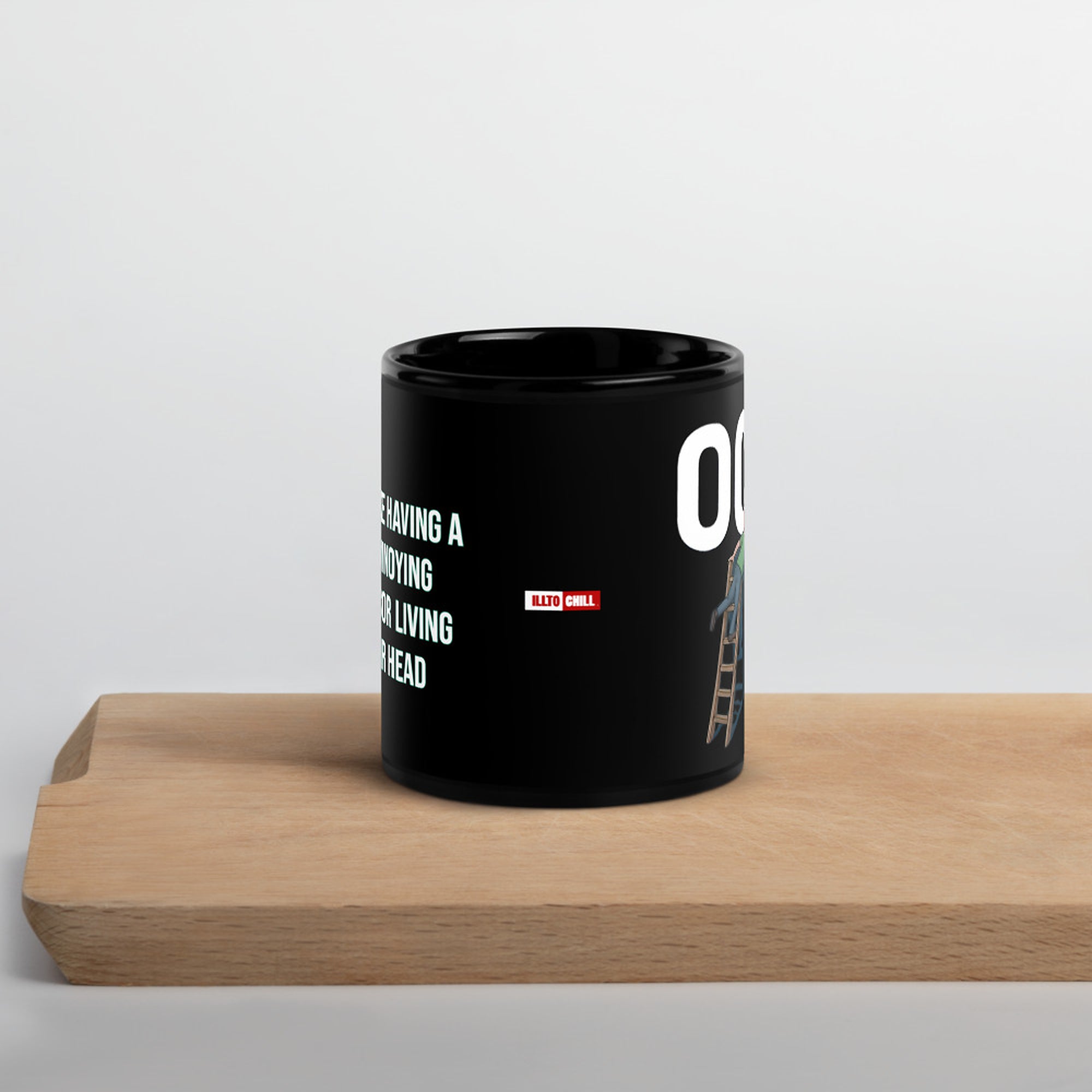 ILLTOCHILL OCD awareness Obsessive-Compulsive Disorder gift Black Glossy Mug – Lifestyle 3 Front