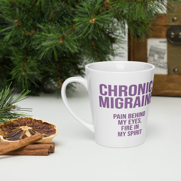ILLTOCHILL Chronic Migraine awareness and support gift Latte mug – Lifestyle 3 Left