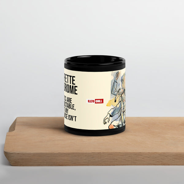 ILLTOCHILL Tourette syndrome awareness TS gift Black Glossy Mug – Lifestyle 3 Front