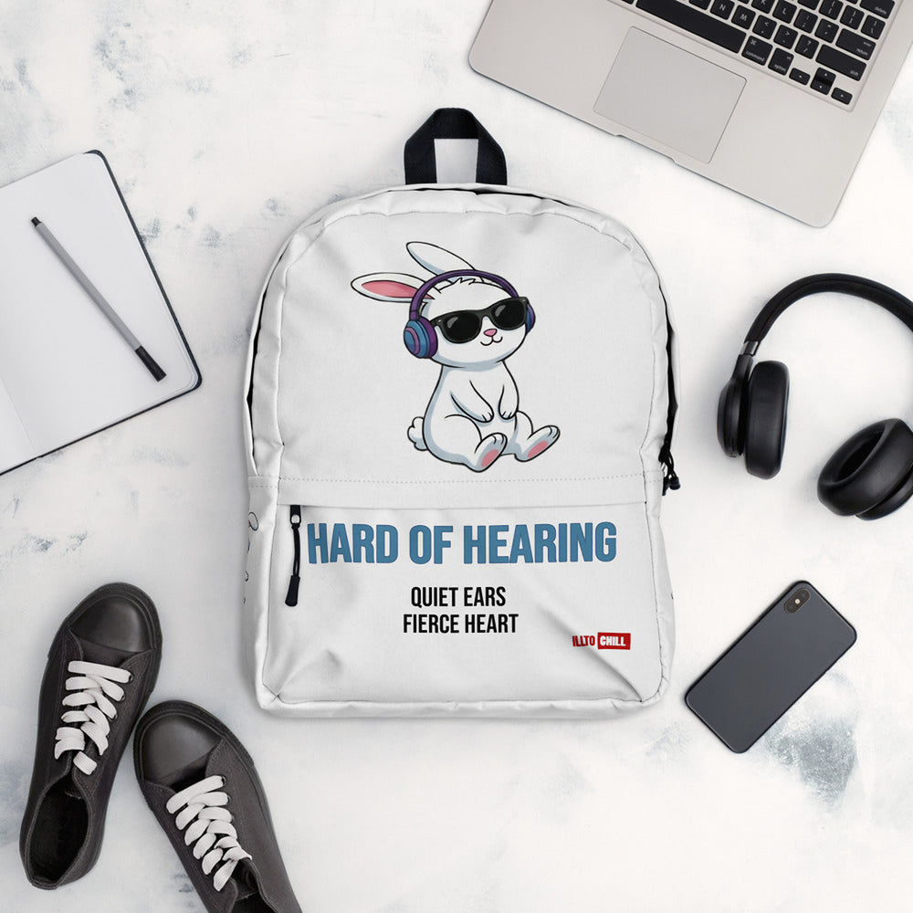 ILLTOCHILL Hard of Hearing Awareness Backpack – Flat Lifestyle Front (Clear)