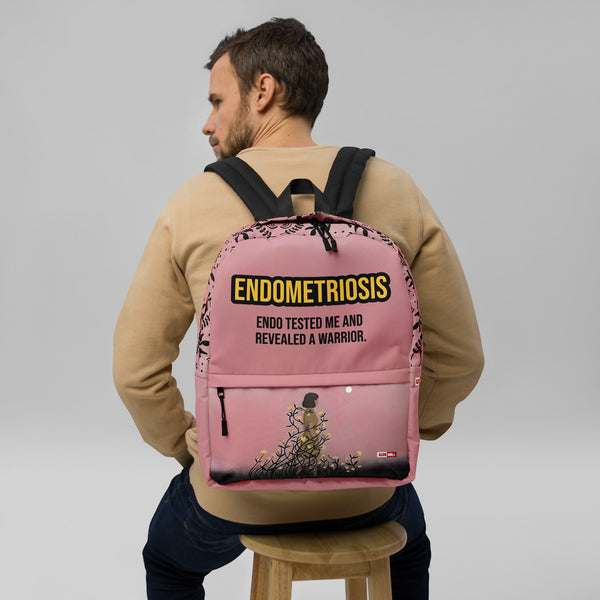 ILLTOCHILL Endometriosis Awareness Backpack – Men's Front (Black)