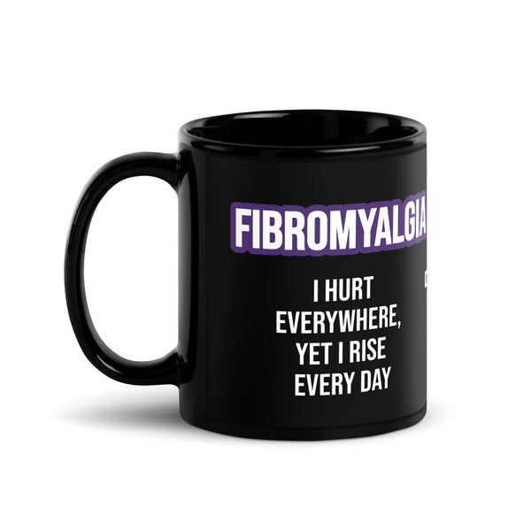 ILLTOCHILL Fibromyalgia awareness fibro gift Black Glossy Mug – Flat Handle on Left