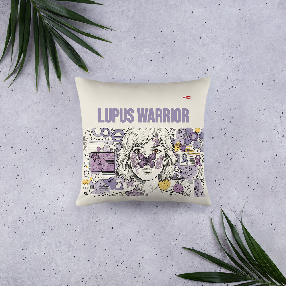 ILLTOCHILL Lupus Awareness Pillow – Flat Lifestyle Front (White)