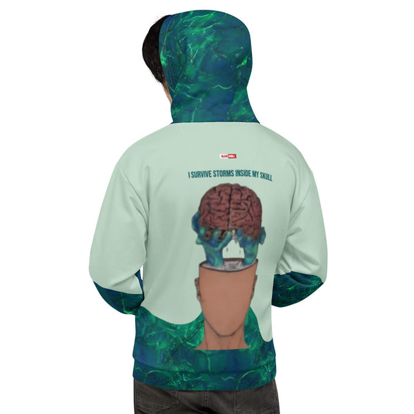 ILLTOCHILL IIH awareness Idiopathic Intracranial Hypertension support gift heavyweight Unisex Hoodie – Men's Back (White)