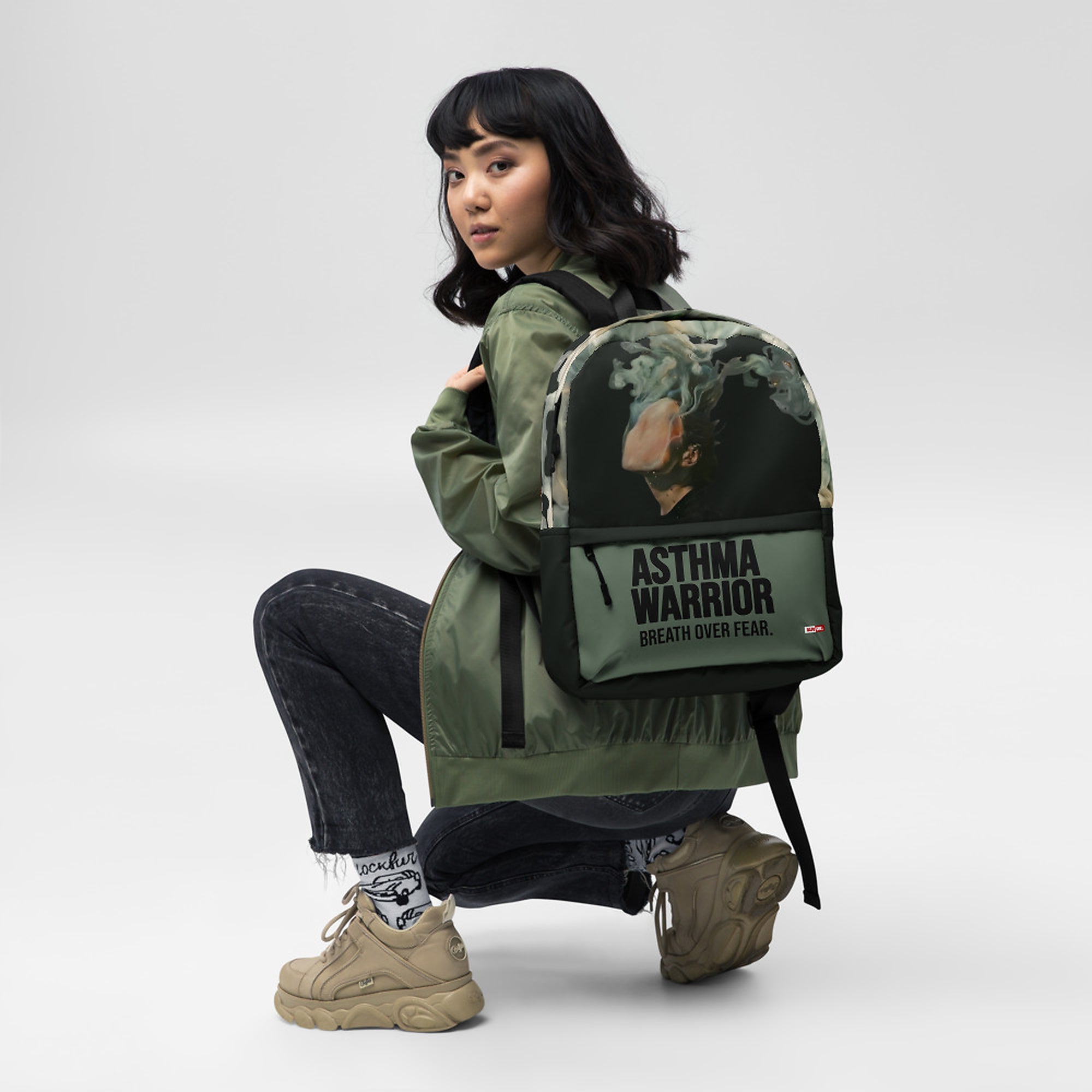 ILLTOCHILL Asthma Support Backpack – Women's Front (Black)