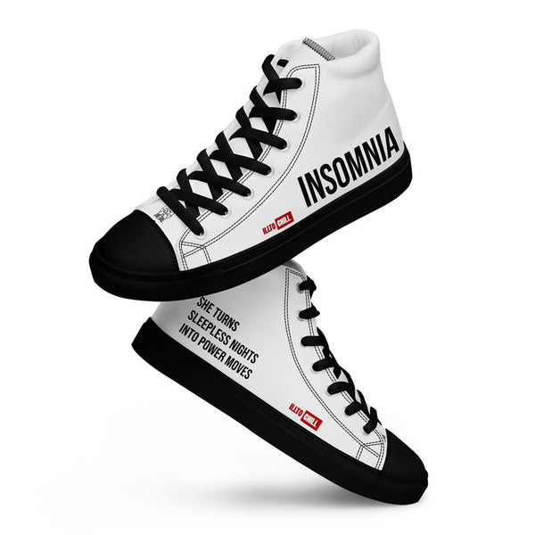 ILLTOCHILL Insomnia Awareness Women's High Top Shoes – Flat Lifestyle Front (Insomnia Awareness Women's High Top Shoes)
