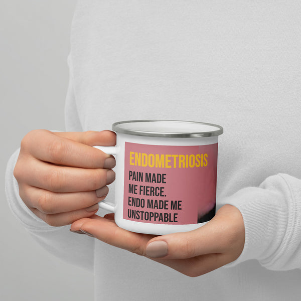 ILLTOCHILL Endometriosis awareness Endo warrior gift Enamel Mug – Lifestyle 7 Left