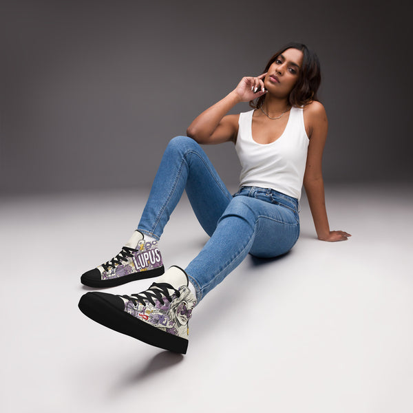 ILLTOCHILL Lupus Awareness Women's High Top Shoes – Women's Lifestyle 3 Front (Lupus Awareness Women's High Top Shoes)