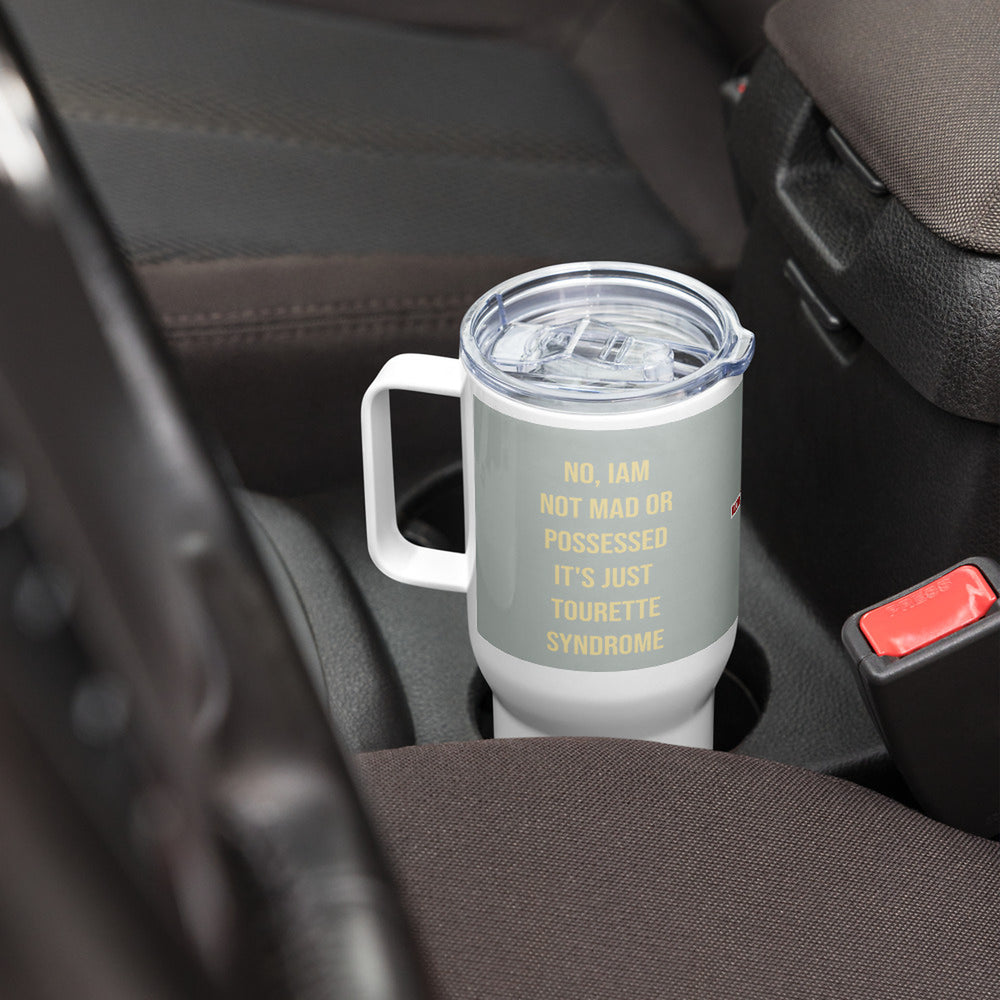ILLTOCHILL Tourette syndrome awareness TS gift Travel mug with a handle – Lifestyle Right