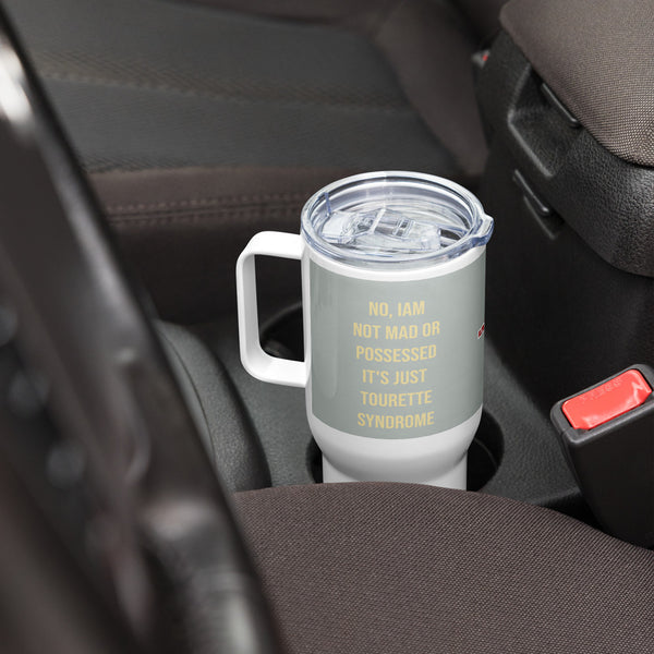 ILLTOCHILL Tourette syndrome awareness TS gift Travel mug with a handle – Lifestyle Right