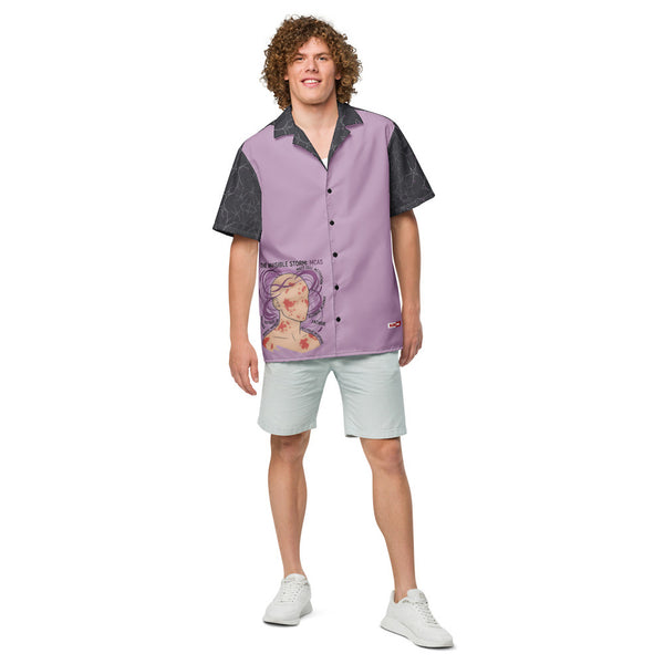 ILLTOCHILL MCAS awareness Mast cell activation syndrome Unisex button shirt – Men's Front (Black)